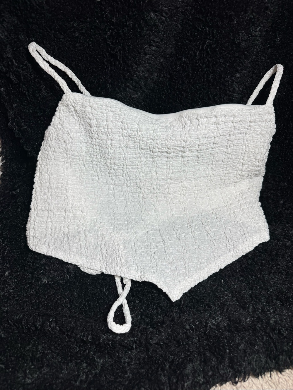 Blue Blush White Smocked Crop Top with Tie Straps